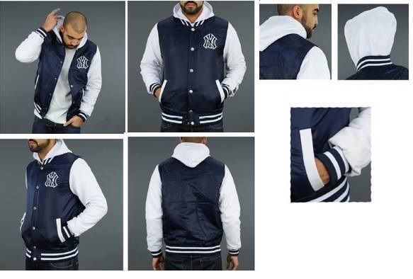 Varsity Jacket NY Azul com capuz
